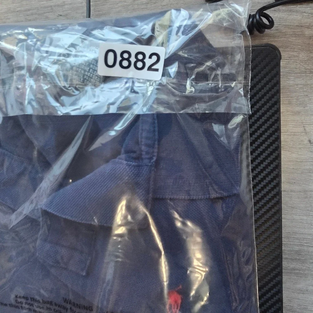 Polo Ralph‎ Lauren Mens Navy Blue Pique Cotton Short Sleeve Polo Shirt M 10-12